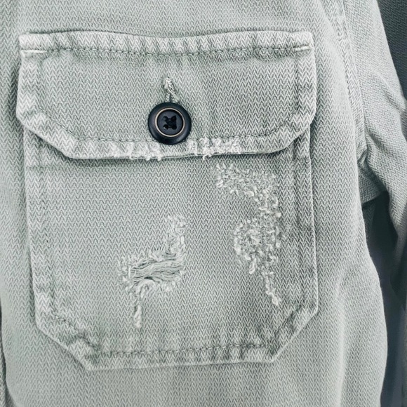 ALLSAINTS Jemma Military Utility Jacket Shacket size 2 Green Distressed Patch - Picture 6 of 15